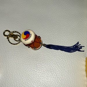 Korean Traditional drum key chain with blue tassel ( new and never used)